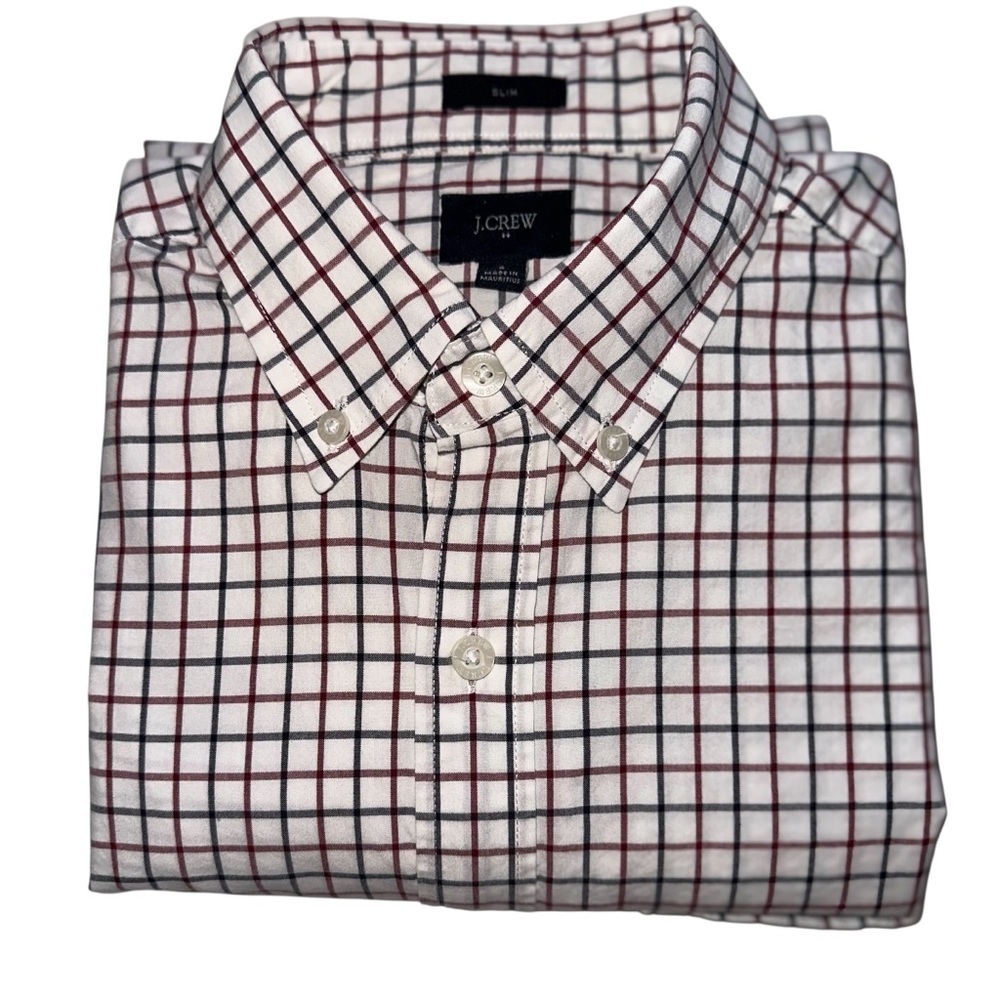 Vtg J. Crew Shirt Mens 100% Cotton White Check Button Down Slim Fit ~ Size Small - Picture 5 of 5